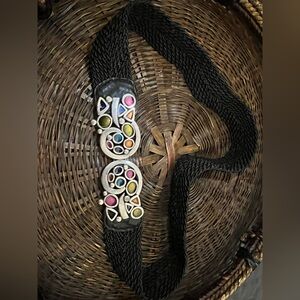 Chico's stretch Black Belt with Multicolor Accents